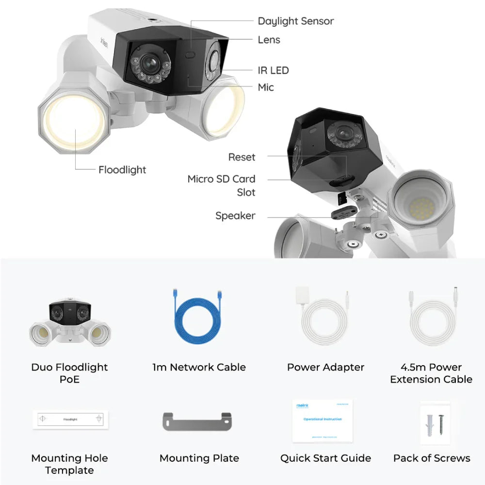Reolink Duo Floodlight PoE: 4K Dual-Lens Panoramic Security Camera with Floodlight - Reolinkstore