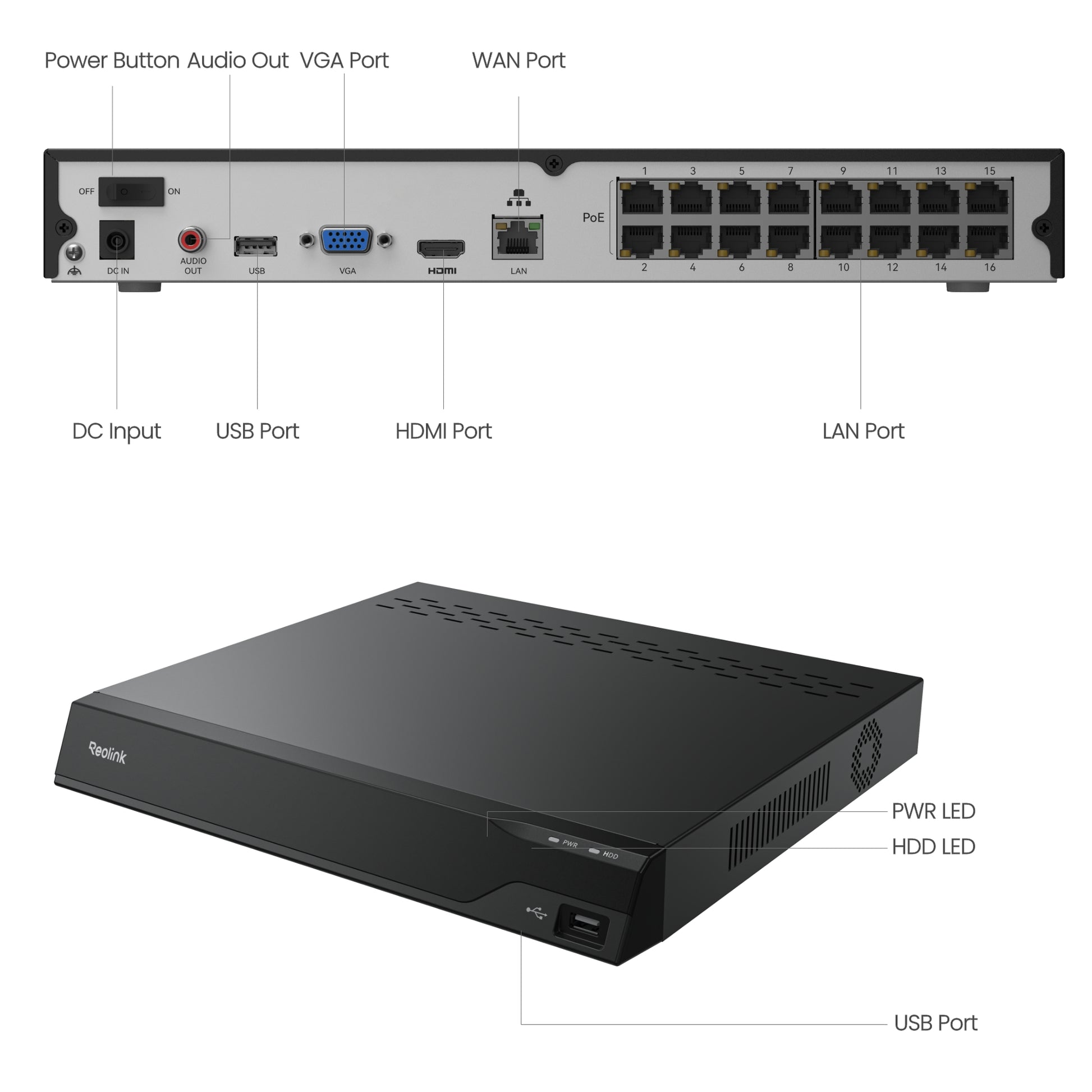Reolink RP-PN16-NHD 16-Channel PoE NVR for 24/7 Continuous Recording