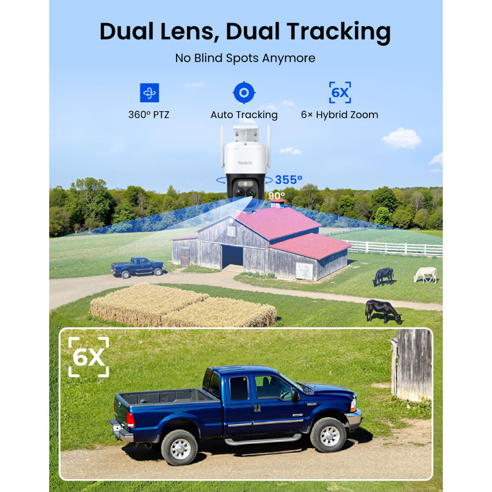 Reolink Trackmix LTE Plus 2 with Solar Panel: 4G Dual-Lens Battery Security Camera