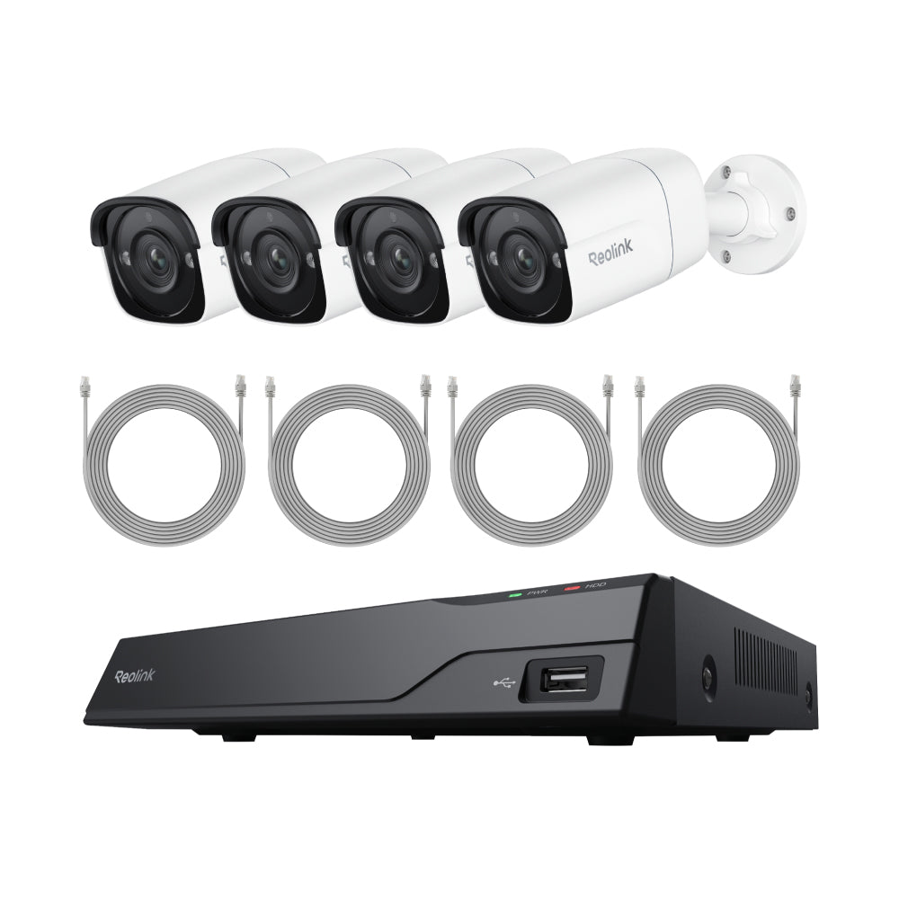 Reolink NVS8-5MB4 : Smart PoE NVR System with 4 5MP Cameras for 24/7 Recording